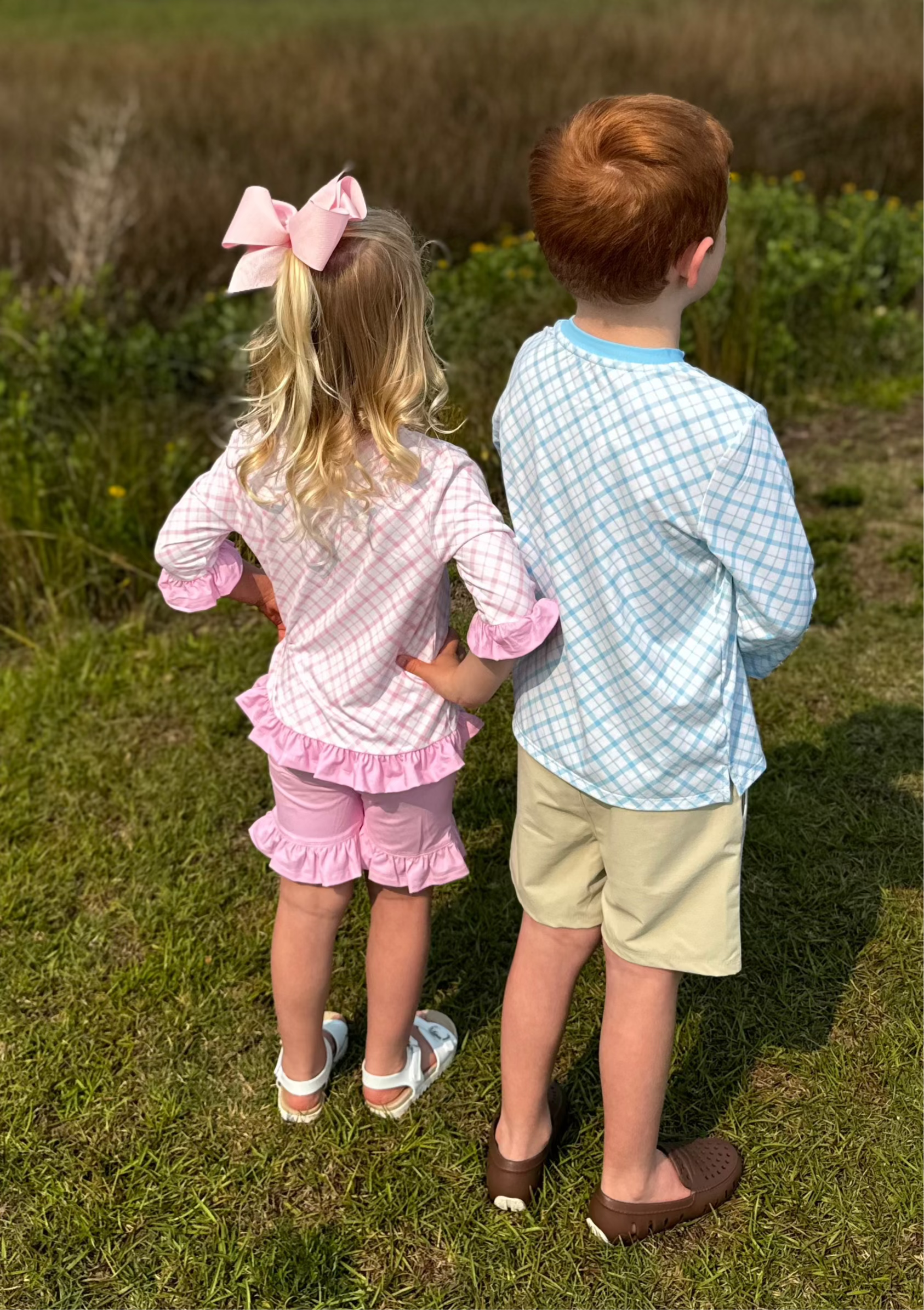 boy/girl gingham match, UPF 50+ clothing