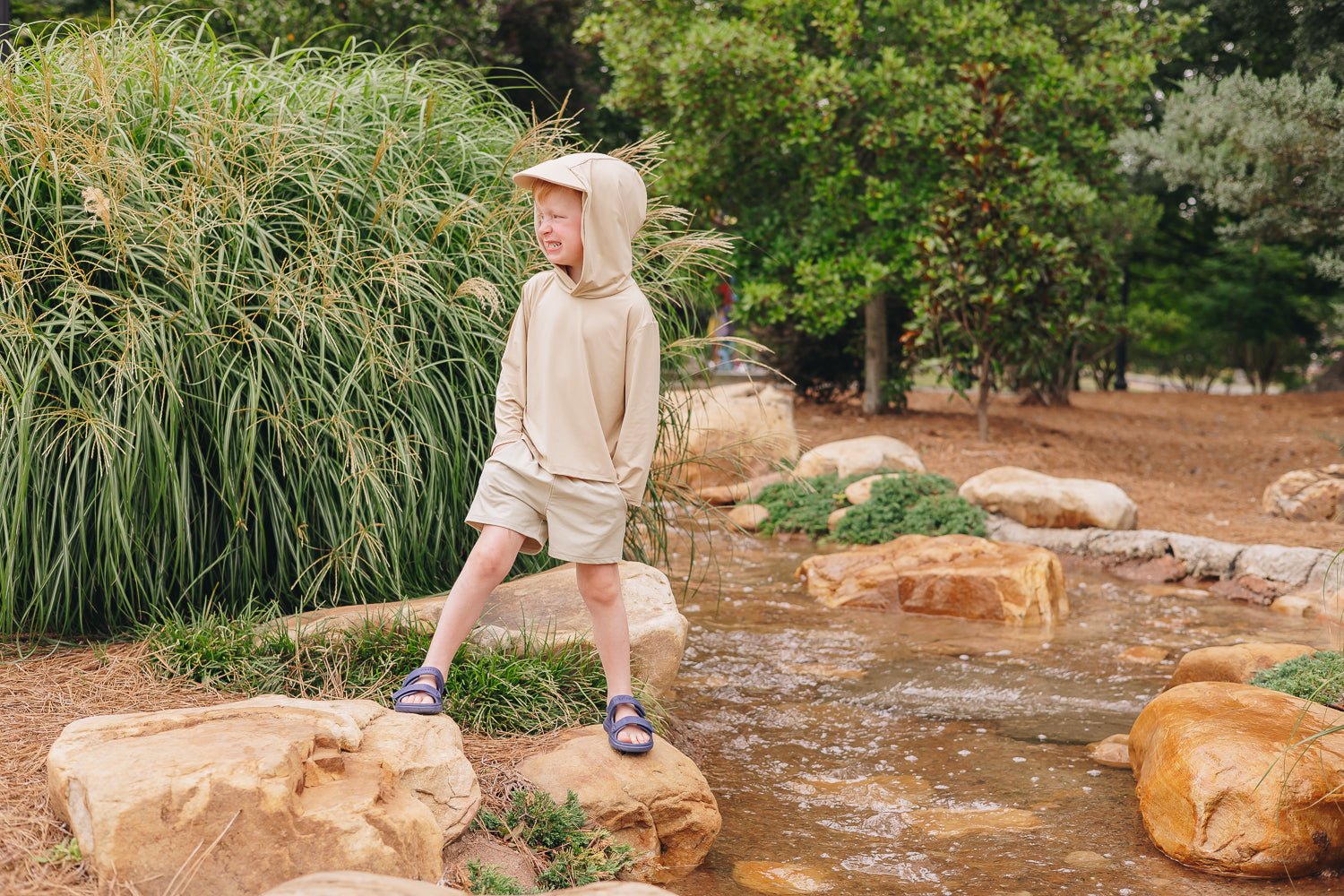 sun hoodie UPF 50+ in tan